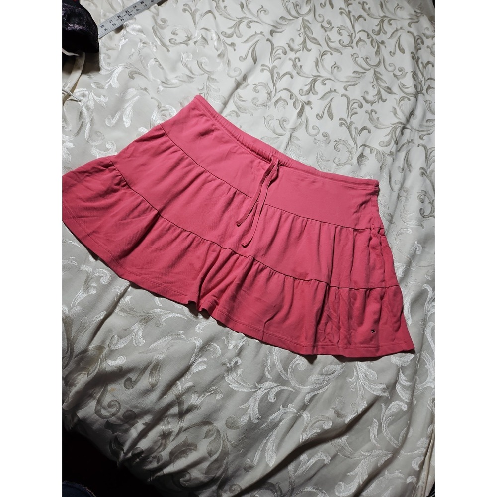 Tommy Hilfiger Ruffle Skirt Y2K Pique Knit Tiered Vintage Ruffled XL Excellent